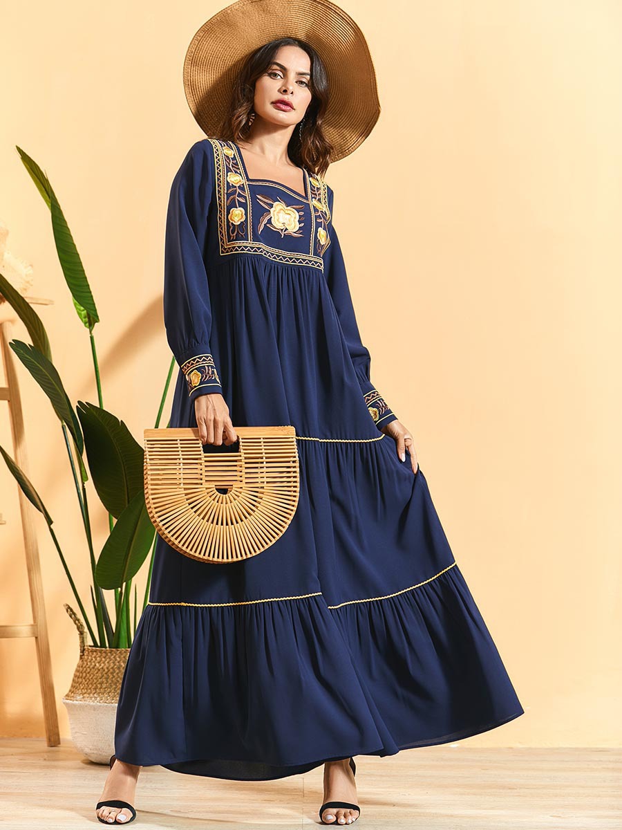  Vetement Femme Embroidery Dubai Modest Islamic Clothing Borka Robe Femme Musulman Turkish Women Prayer Clothes Kebaya Maleisie Vêtements Maxi Dress Abaya