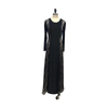 2022 Muslim Arab Middle East Slim Black High Elastic Crystal Linen Dress