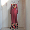 2022 Muslim Spring Elegant Elastic Cotton Arab Malaysian Soft Print Long Sleeve Round Neck Middle East Dress