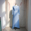2022 Muslim Slim Elegant Arab Solid Color Thickening High Elasticity Linen Front Short Back Long Dress