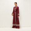 2022 Muslim Elegant Red Waist Lace Up Chiffon Solid Middle East Dubai Women's Coat