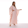 2022 Muslim Bat Sleeve Long Double-sided Pink Chiffon Sequin Elegant Robe
