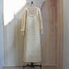 2022 Muslim Winter Loose Solid Color Small Fragrant Cotton Elegant Splicing Line Seam Sandwiched Cotton Middle East Coat