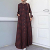2022 Muslim Ethnic Clothing Muslim Long Skirt Plus Size Women's Long-sleeved Loose Plaid Long Dress