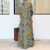 2022 European And American Style Cotton And Hemp Color Lapel Long-sleeved Long-sleeved Pocket Simple Loose Casual Long Cardigan Dress