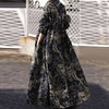 2022 Plus Size Women's Amazon Autumn Print Cotton And Linen Dress Retro Ethnic Clothes Loose Long-sleeved Large Swing Dress