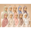 SIPO Wholesale Custom Hijab CottonTudung Fashion Muslim Bawal Digital Printed Scarf Square Hijab 115Cm Luxury Matte Silk Sateen Fabric -RAVERIE