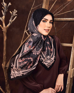 SIPO Free Custom Design Printed Exquisite Songket Motifs Shawl Muslim Hijab Cotton Voile Cotton Printing Tudung Square Scarf Muuslim Women Hijab