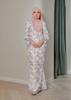 SIPO Eid Islamic Muslim Wear Baju Raya Custom Printed Glitter Chiffon Baju Kurung Modern Small Puff with Ruffled Bell-sleeves Baju Kurung Wholesale Malaysia