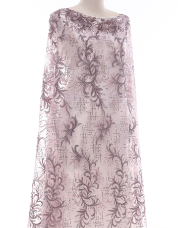 Embroidery Lace PEARL BEADED LACE IN PURPLE Fabric
