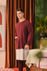 SIPO Muslim Men Clothing Malaysia Festival Men's Traditional Kurta with Key-Hole Neckline And Button Detail