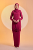 SIPO New Fashion Modern Baju Kurung 2024 with 3D Border Lace Muslim Dress Malaysia Baju Kurung Islamic Dress for Women
