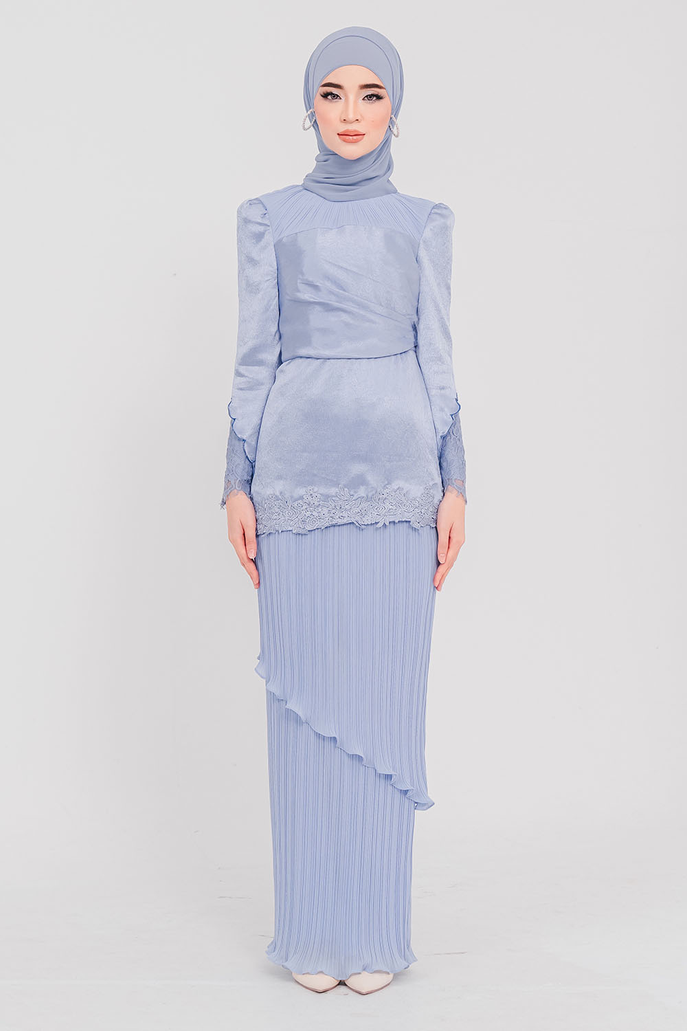 SIPO 2024 Fashion Baju Kurung Elegant Lace Long Sleeves Design Baju Kurung Set with Embroidery