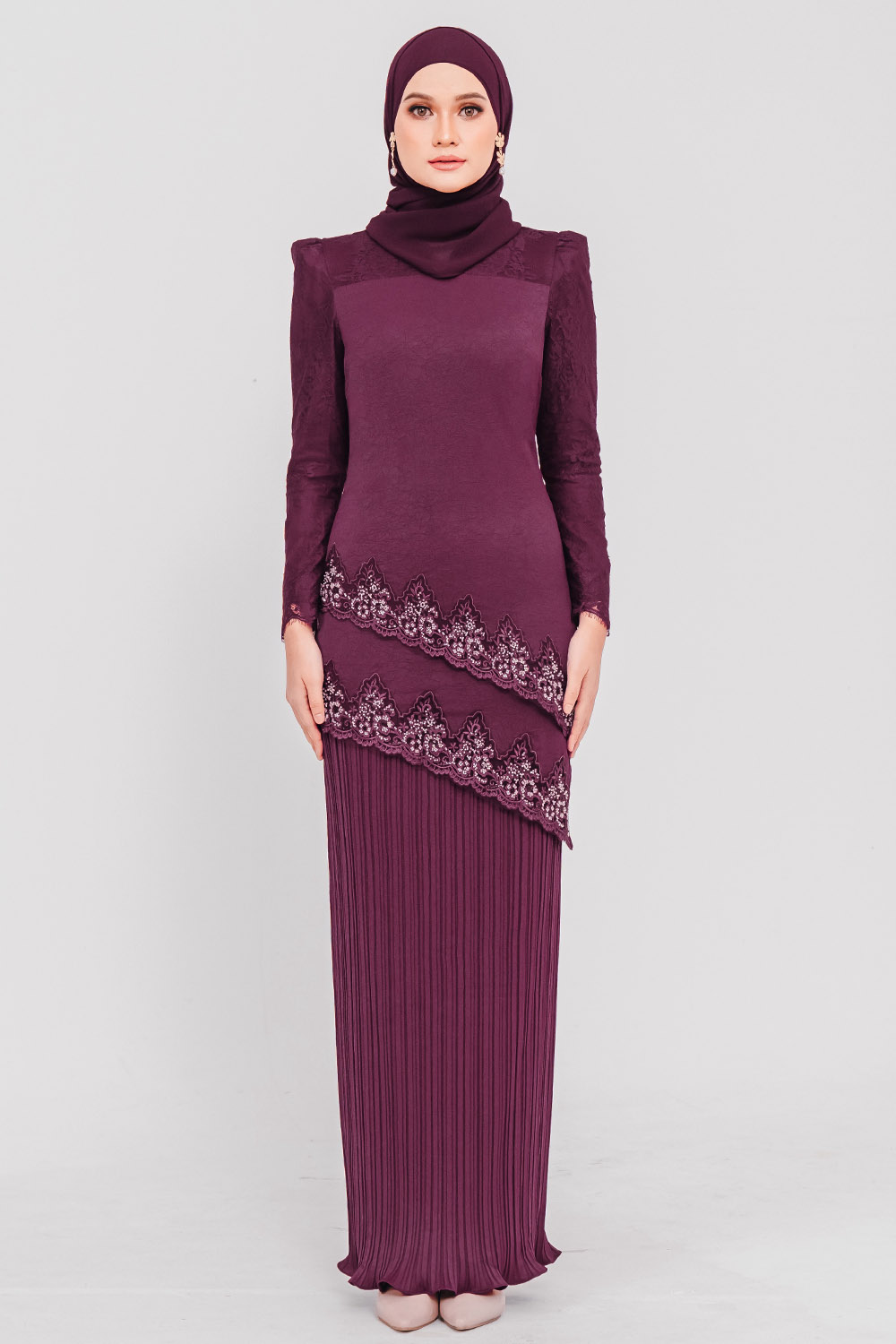 SIPO 2024 Eid 2024 Raya Custom Factory Malaysia Baju Kurung Full Beaded Lace Muslim Dress for Women
