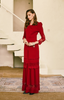 SIPO Wholesale High Quality Modest Sets Malaysia Baju Kurung Modern Solid Tone Long Kurung with Fagotting Lace 