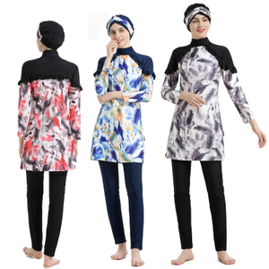 SIPO Fashionable Printing Islamic Burkini With Swiming Cap Three Pieces