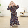 Button Ethnic Digital Printing Kid Child Modest Muslim Islamic Abaya Maxi Dress