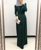 Fashion Simple Elegant Long Dresses Muslim Abaya Collar Islamic Clothing Moroccan Kimono