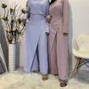 Solid Color V-Neck Stitching One-Piece Wide-Leg Pants Muslim Islamic Suit Jumpsuit