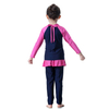 Kids Color Stitching Long Sleeve Islamic Muslim Three-Piece Swimsuit Swimwear