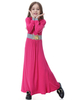 Arabic Crew Neck Breathable Elastic Applique Muslim Islamic Kids Clothing Dress Girls Abaya