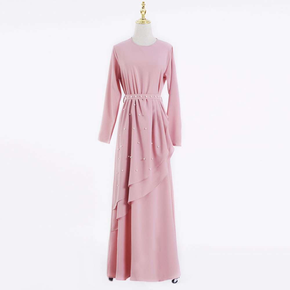 Adult Arab Abaya Moroccan Ladies Islamic Clothing layered Dress With Belt (16)