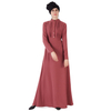 Stand Collar Ruffles Abaya Front Pleated Party Muslim Maxi Dress Islamic Clothing