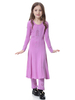 Children Maxi Full Length Long Sleeve Muslim Islamic Kids Abaya Suit Baby Girls Clothes Set