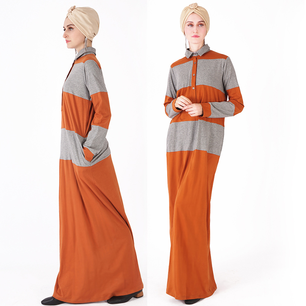Button Muslim Sportswear Contrast Striped Set Islamic Clothing For Women