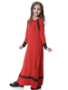 Dubai Crew Neck Breathable Elastic Cuff Color Stitching Muslim Islamic Kids Clothing Dress Girls Abaya