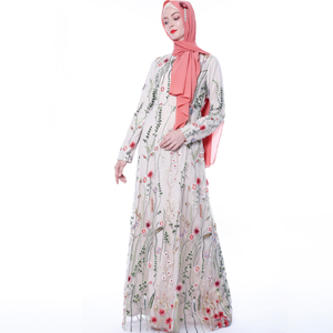 Two Pieces Islamic Clothing Maxi Dress Muslim Ladies Women Dresses With Lining