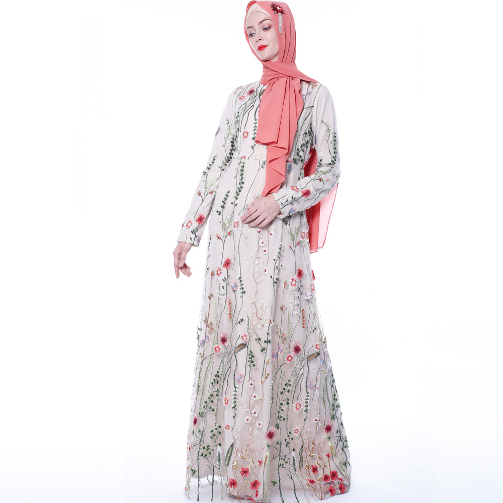 Two Pieces Islamic Clothing Maxi Dress Muslim Ladies Women Dresses With Lining