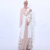 Mesh Matching Embroidery Floral Middle East Modest Open Abaya Kimono