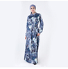Splash Stand Collar Floral Dubai Abaya Islamic Clothing Muslim Dress With Belt