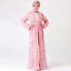 Floral Embroidery Flower Tulle Opened Open Cardigan Abaya Muslim Islamic Abaya
