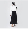 Casual Pure Solid Color Chiffon Elastic Waist Long Pleated Dress Muslim Islamic Skirt