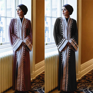 Cheap Turkish Muslim Dresses Front Open Abaya Loose Islamic Clothing Cardigan Kimono