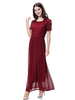 Dubai Crew Neck Double Chiffon High Elastic Short Sleeve Muslim Islamic Women Abaya Dress Clothing With Lace