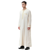 Printed Crew Neck Highly Elastic Breathable Hooded Abaya Muslim Islamic Men Clothing Jubba Thobe
