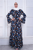 Pleated Black Dubai Flower Latest Design Casual Elegant Islamic Clothing Muslim Maxi Dresses