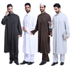 Traditional Adults Jubba Embroidery Breathable Solid Islamic Clothing Robe Muslim Men Thobes
