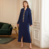 Morocco Beading Gold Tube Muslim Islamic Abaya WIth Hood Modest Abaya