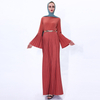 New Pleated Muslim Ramadan Dress Islamic Flared Sleeve Modest Fashion Abaya 