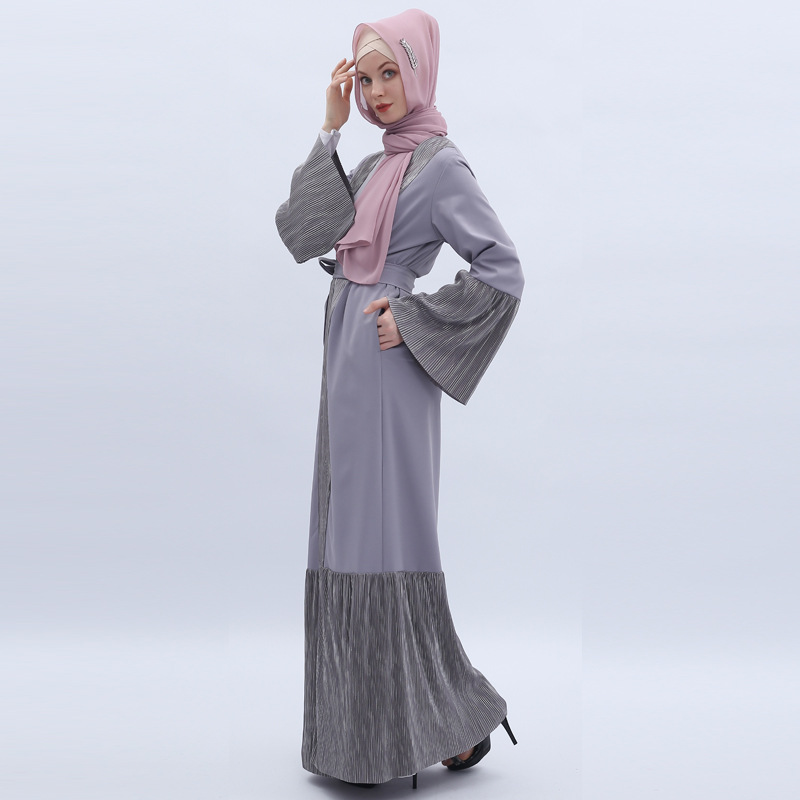 2021 Dubai Modest Clothing Muslim Islamic Open Abaya Maxi Dress Kimono (9)