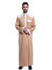 Dubai Embroidery Material Breathable Summer Long Sleeve Muslim Islamic Men Clothing Robe Arab Thobes