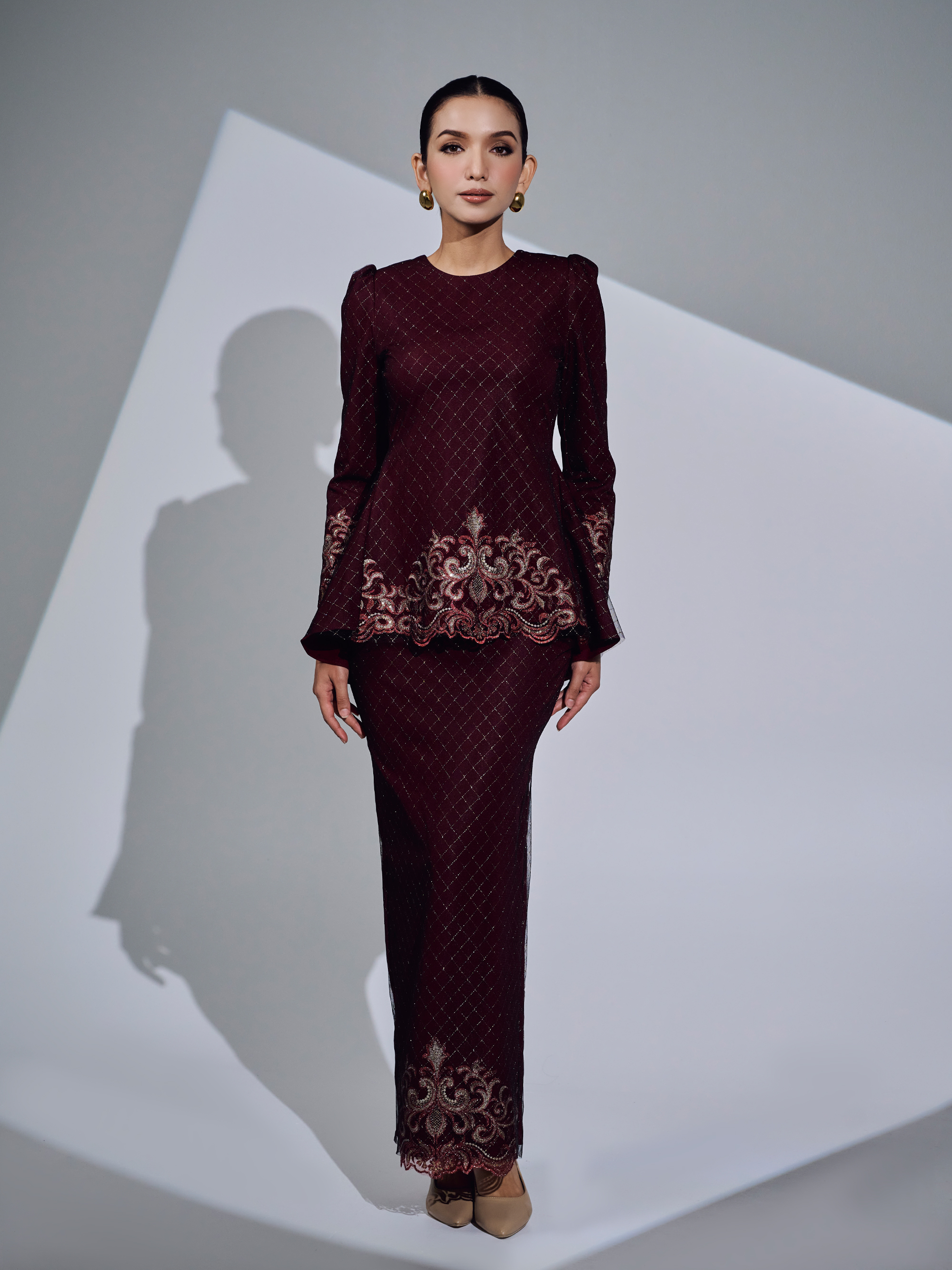 SIPO Eid New Embroidery Sequined Lace Baju Kurung Design 2024 Malaysia Muslim Woman Dress 