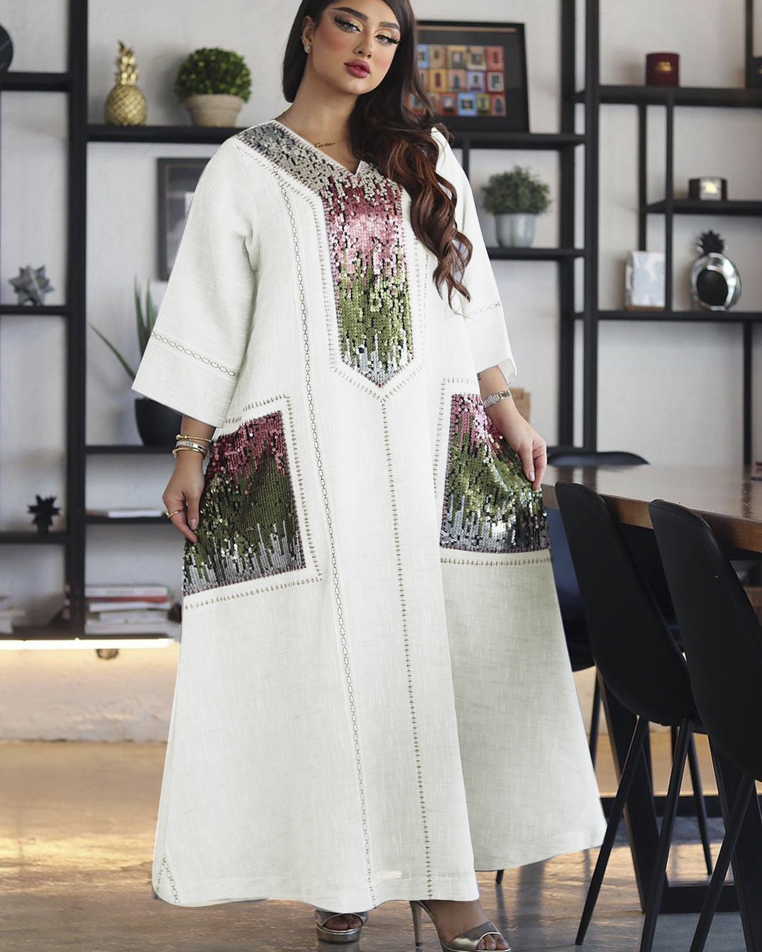  Dubai Robe Femme Musulman Vetement Femme Women Islamic Clothing Turkish Prayer Clothes Modest Kebaya Maleisie Kimono Maxi Dress Open Abaya