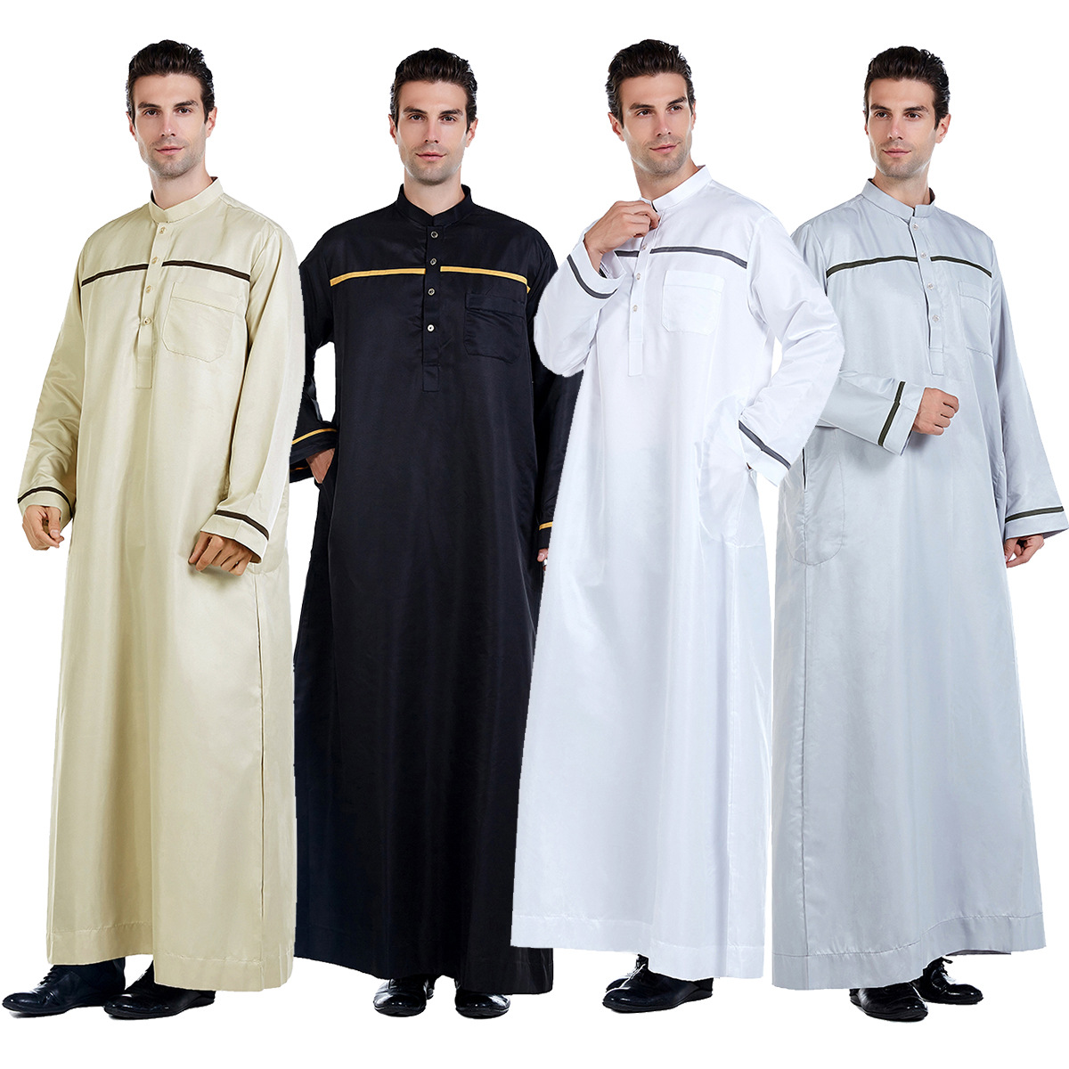  Sherwani Modest Boy Thobe India & Pakistan Clothing Sets for Men Islamic Designs 2021 Muslim Chemises Hommes Salwar Kameez Abaya Kurta