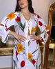  Islamic Clothing Dubai Vêtements Print Modest Muslim Dress Women Borka Embroidery Cotton Kimono Abaya