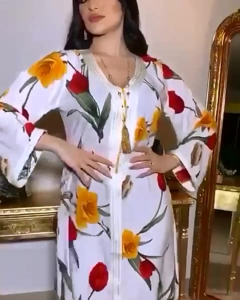  Islamic Clothing Dubai Vêtements Print Modest Muslim Dress Women Borka Embroidery Cotton Kimono Abaya